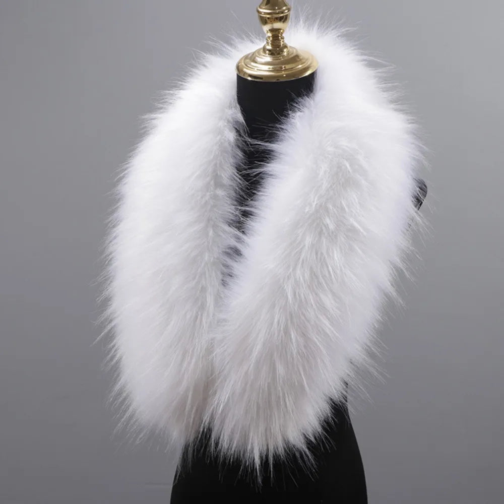 New 80cm Large Faux Fur Collar Detachable Winter Fur Gray Collar Neck Collar Wraps Jackets Hood Shawl Fake Fur