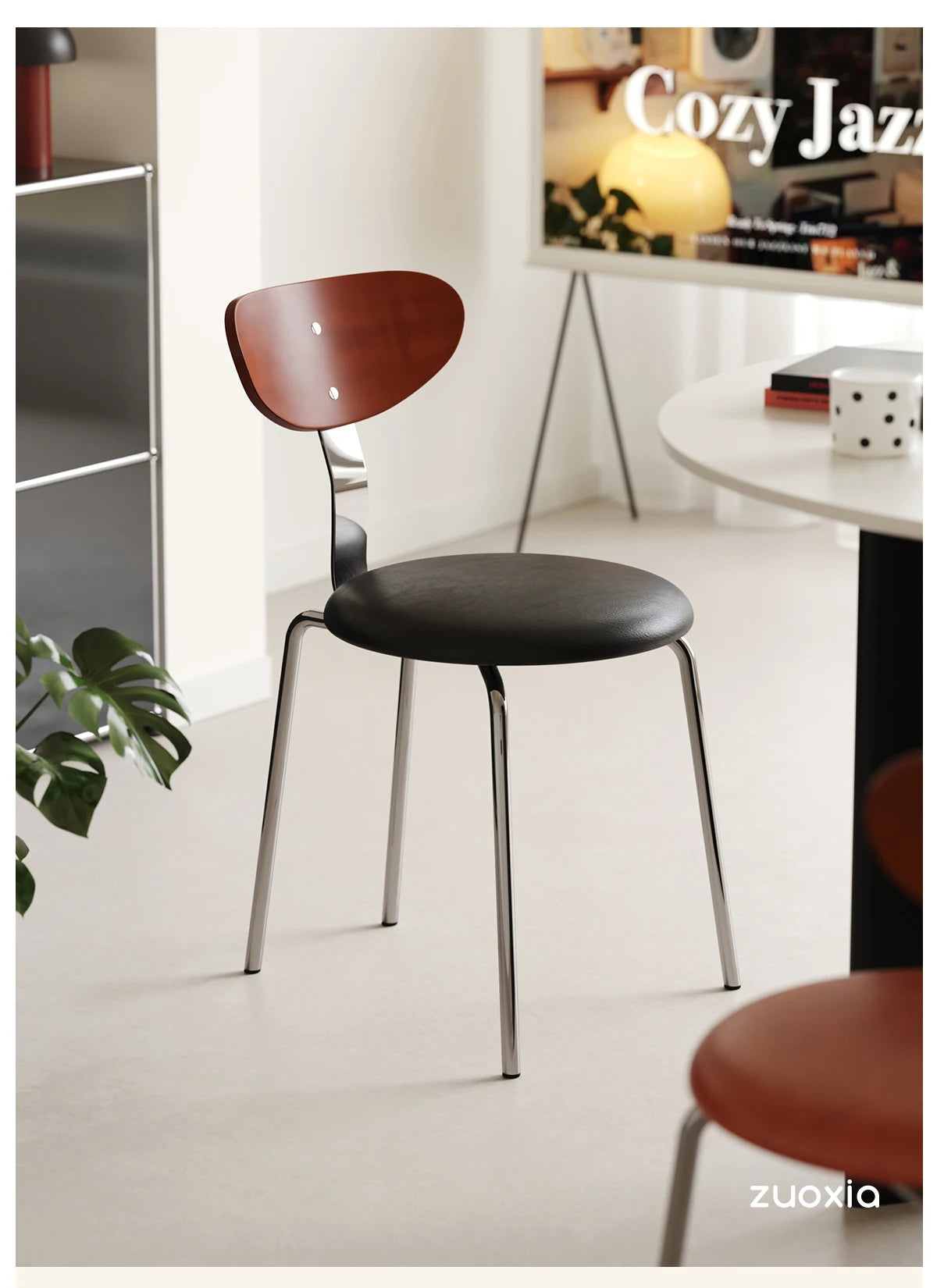 Mid-Century Solid Wood Chair Ergonomic Backrest Dining Desk Living Room Chair for Small Spaces Minimalist Home Furniture