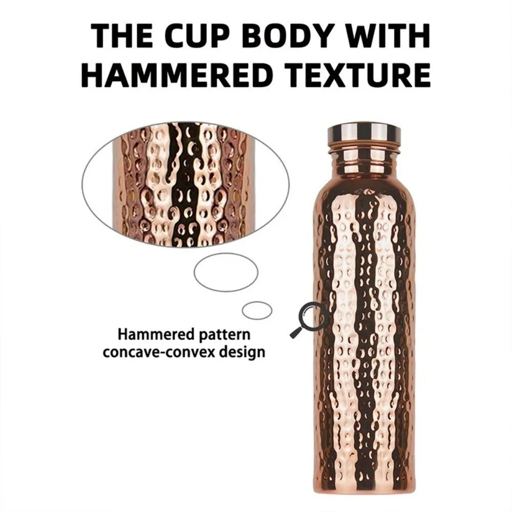 800ML Copper Water Bottle Anti-Slip Silicone Base Thermal Insulation Leakproof Sports Bottle One-Click Open Lid