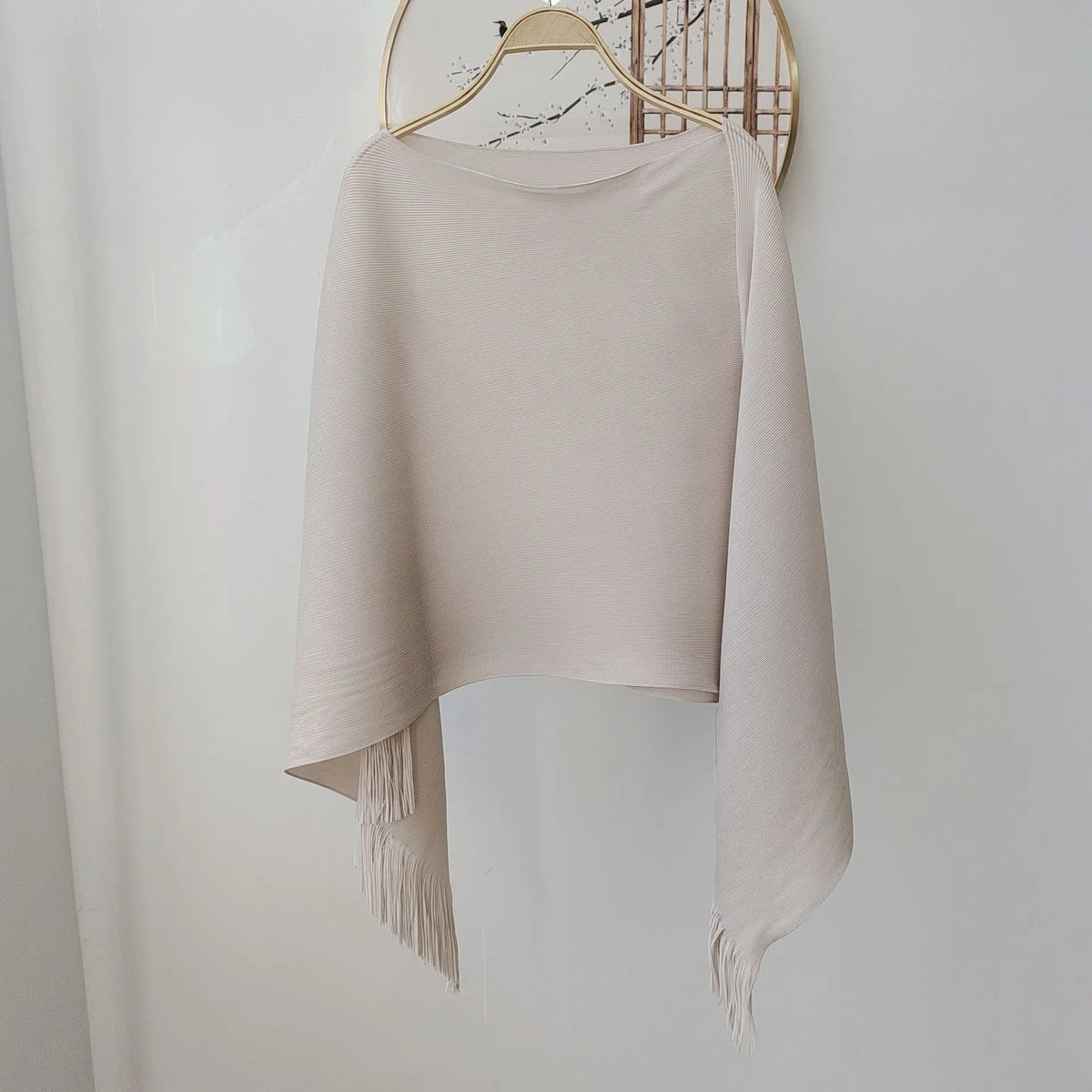 ALSEY Miyake Pleated Fringe Sleeveless Simple Shawl Jacket Autumn Spring New Light Luxury Solid Color Irregular Tops for Women's