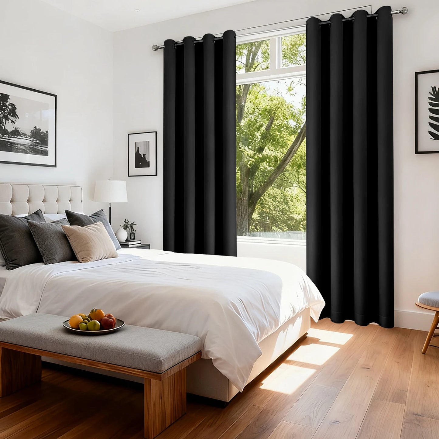 Blackout Curtains Eyelet 100% Light Blocking Thermal Insulated Curtains for Bedroom Living Room Darkening Drapes Door Curtains