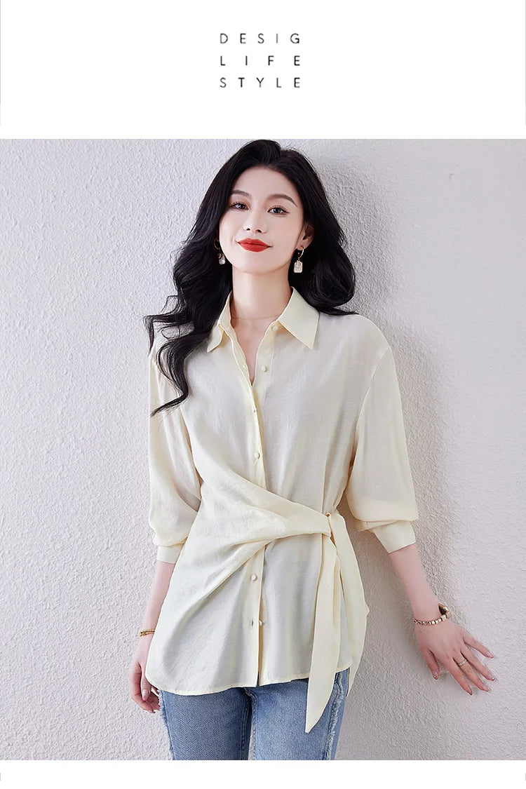 New Spring Women Blouses France style office ladies shirts solid color tops blusa mujer