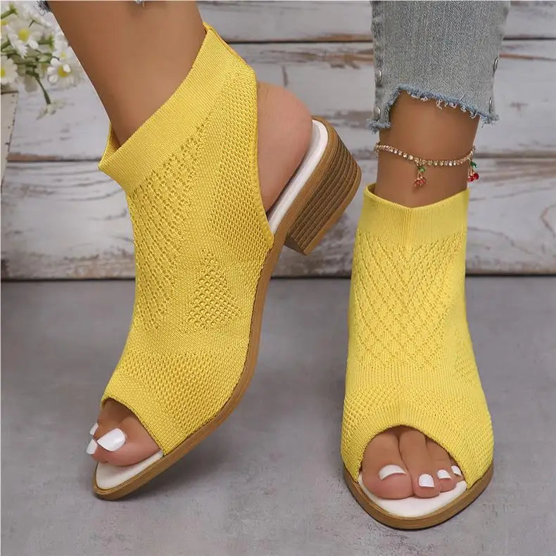 Sandals Fashion Summer Versatile Women Shoe Soft Non Slip Knitted Flat Shoes Breathable Hollow Fish Mouth Designer Shoes