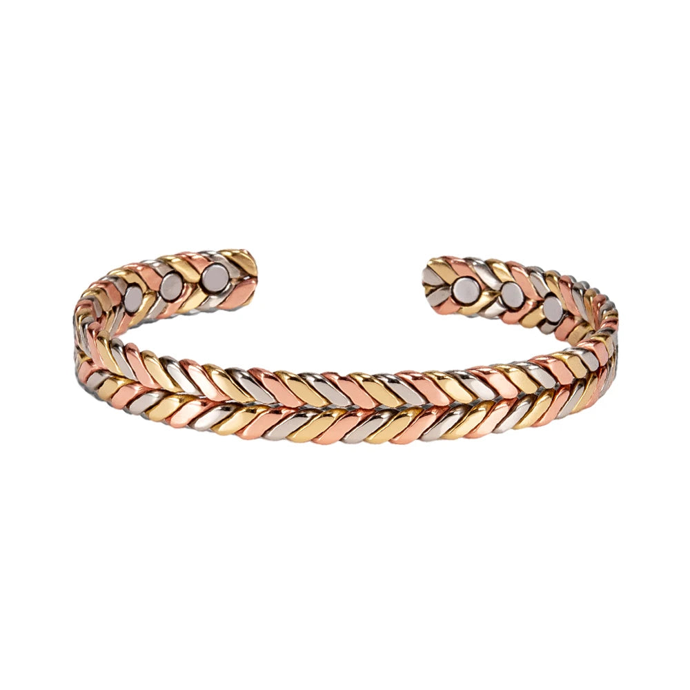 Vinterly Twisted Copper Magnetic Bracelets Arthritis Energy Rose Magnet Bangles Benefits Adjustable Open Cuff Jewelry for Women