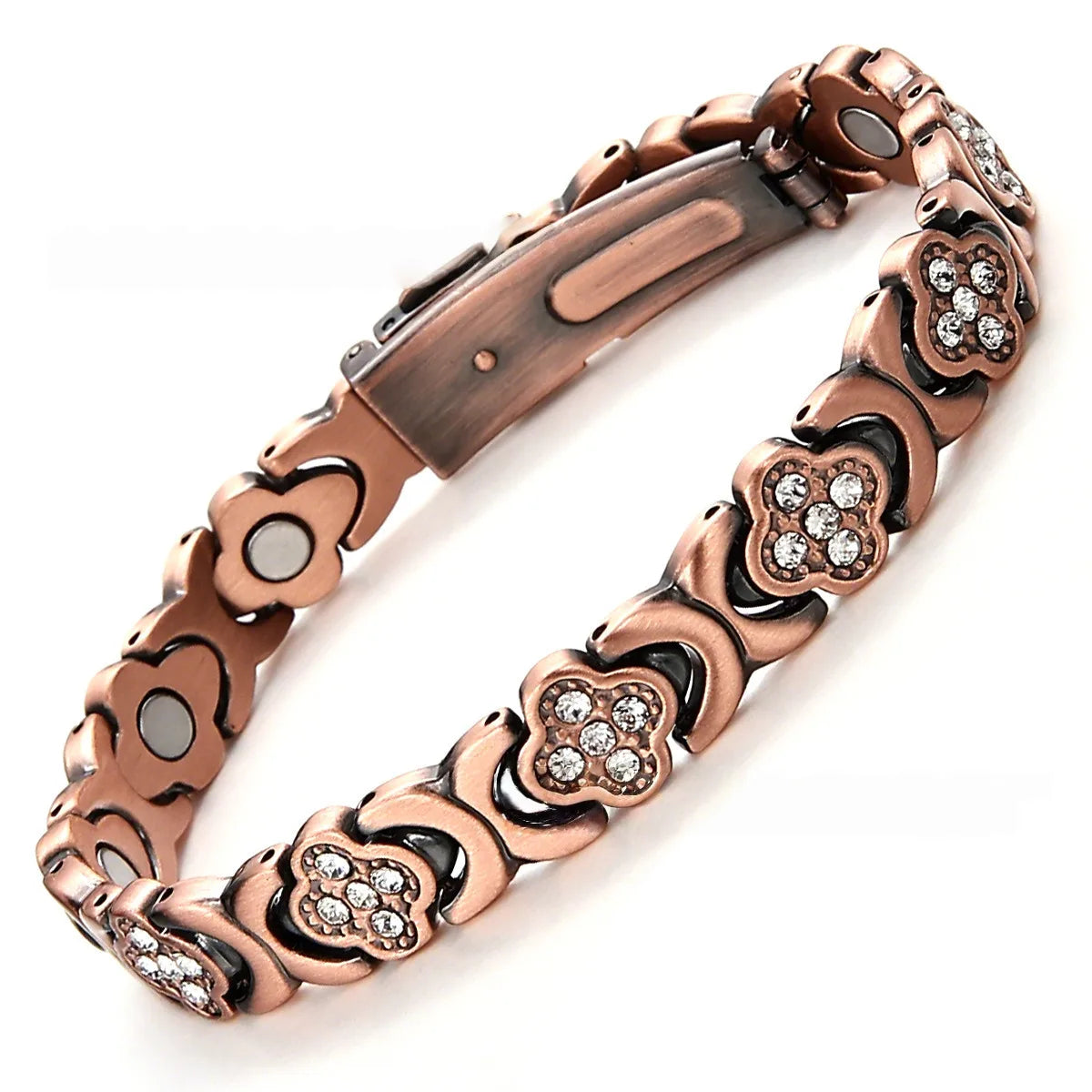 Lucky Grass Purple  Copper Magnetic Bracelet, Ladies' Bracelet; Copper Bracelet; Titanium Steel Jewelry Gift