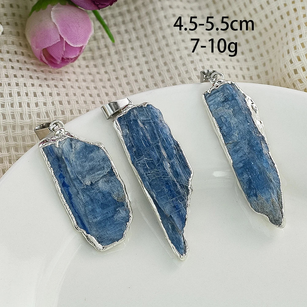 1PC Natural Sapphire Crystal Quartz Raw Ore Energy Stone Metal Trim Irregular Necklace Pendant Charm Dangle Jewelry Making Parts