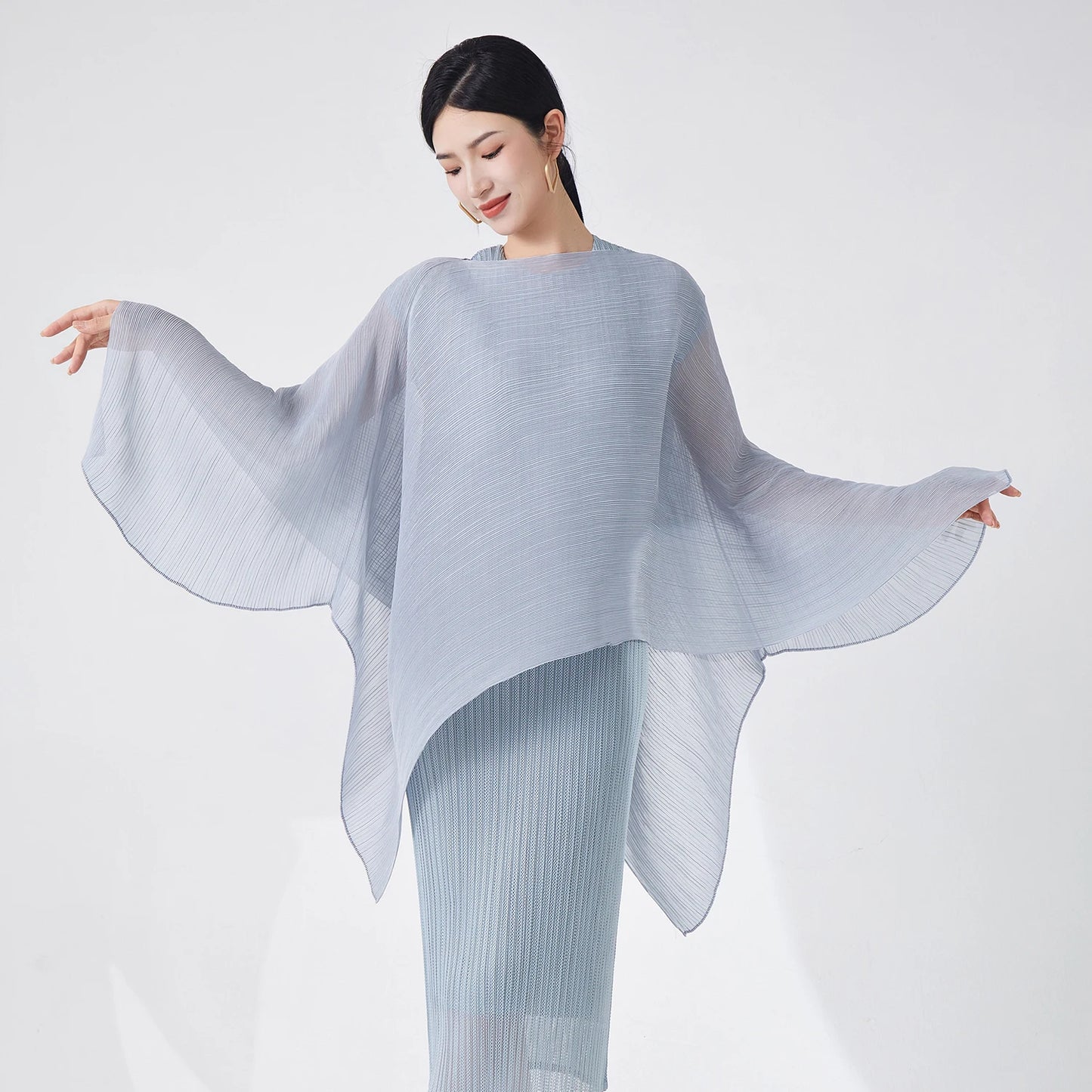 2025 Latest Design Miyake Pleated Blouse for Ladies Casual Joker Shirt Lace Breathable Office Work Cover Summer Woven Smock