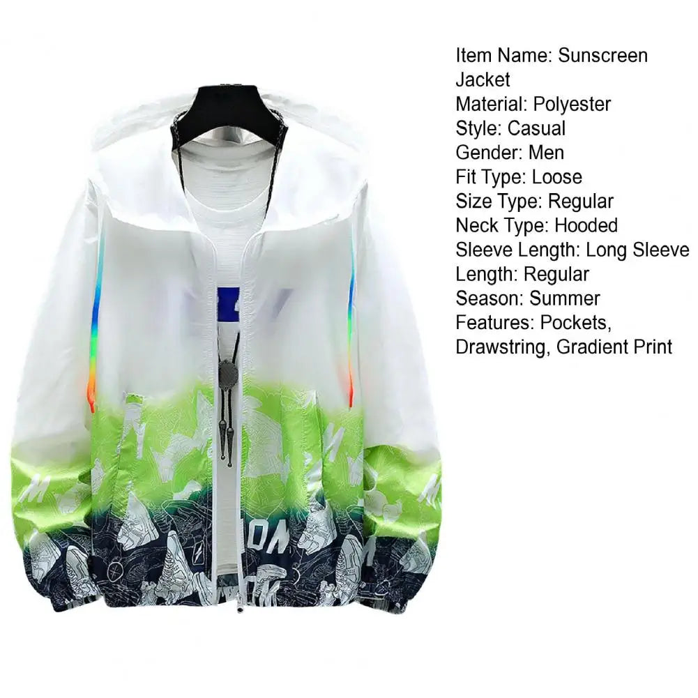 Ultra-light Trendy UV Protection Quick Drying Windbreaker Anti-wrinkle Windbreaker Jacket Gradient Print Daily Clothing
