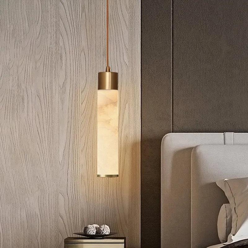 Modern Copper Light Luxury Pendant Lamp Marble Bedside Bedroom Hotel Dining Room Kitchen Stone Hallway Hanging Lighting Led