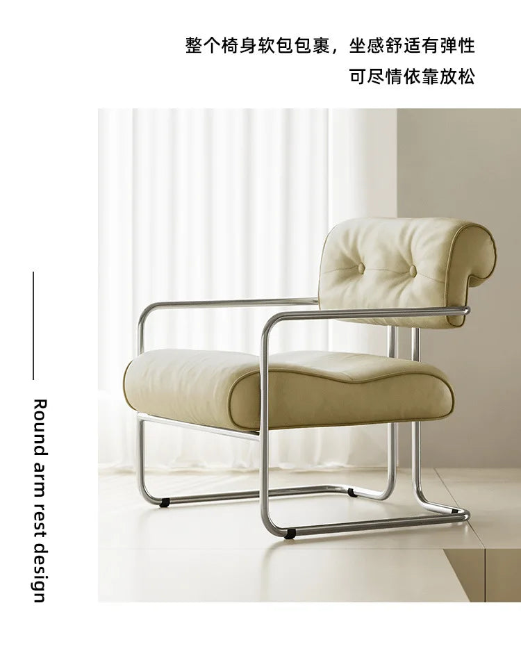 Single Chair Lounge Dining Chair Stainless Steel French Negotiation Balcony Lounge Chair