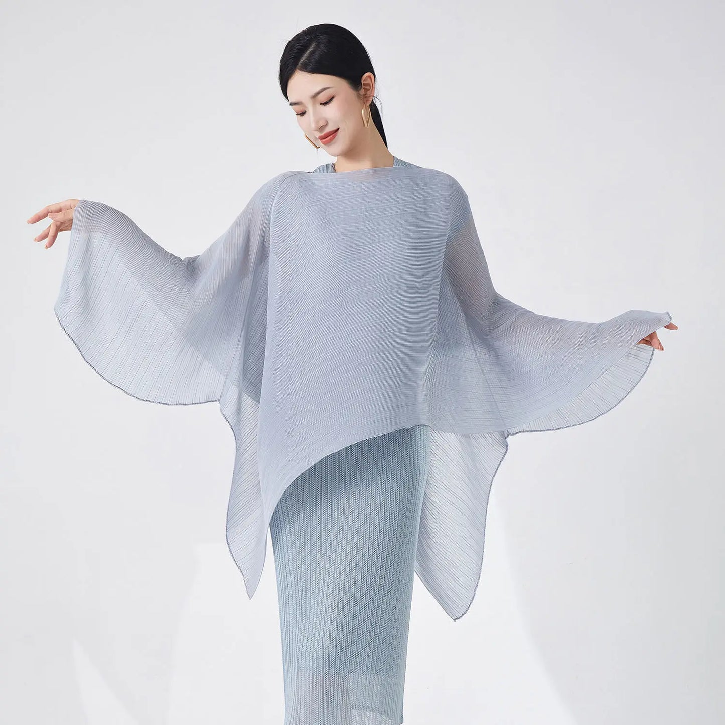 2025 Latest Design Miyake Pleated Blouse for Ladies Casual Joker Shirt Lace Breathable Office Work Cover Summer Woven Smock
