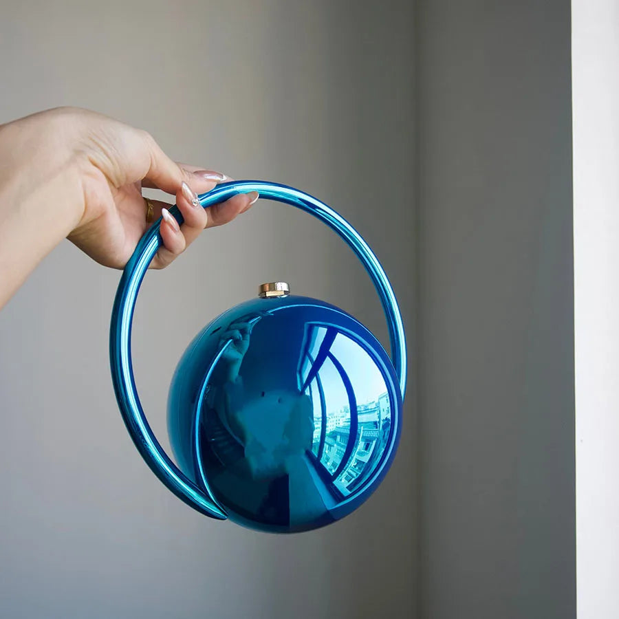 Fashion Marble Pattern Acrylic Round Evening Bag for Women Luxury Designer Metal Handle Lady Handbags Elegant Party Purses 2025
