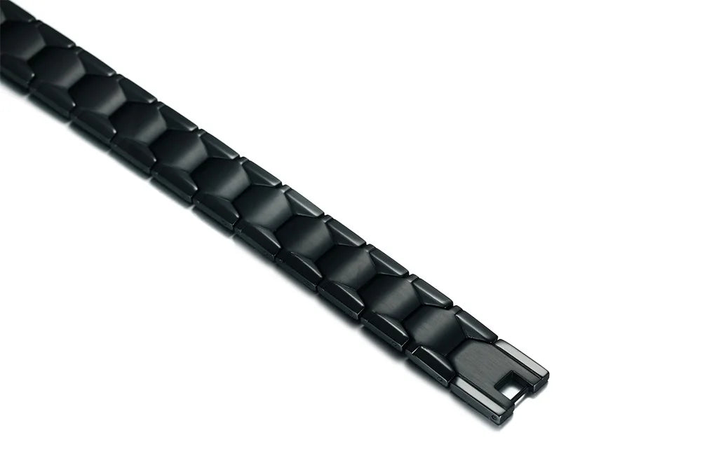 Vinterly Magnetic Bracelet Male Black Brazil Football Style 18mm Wide Health Energy Stainless Steel Men Chain Link Jewelry Punk