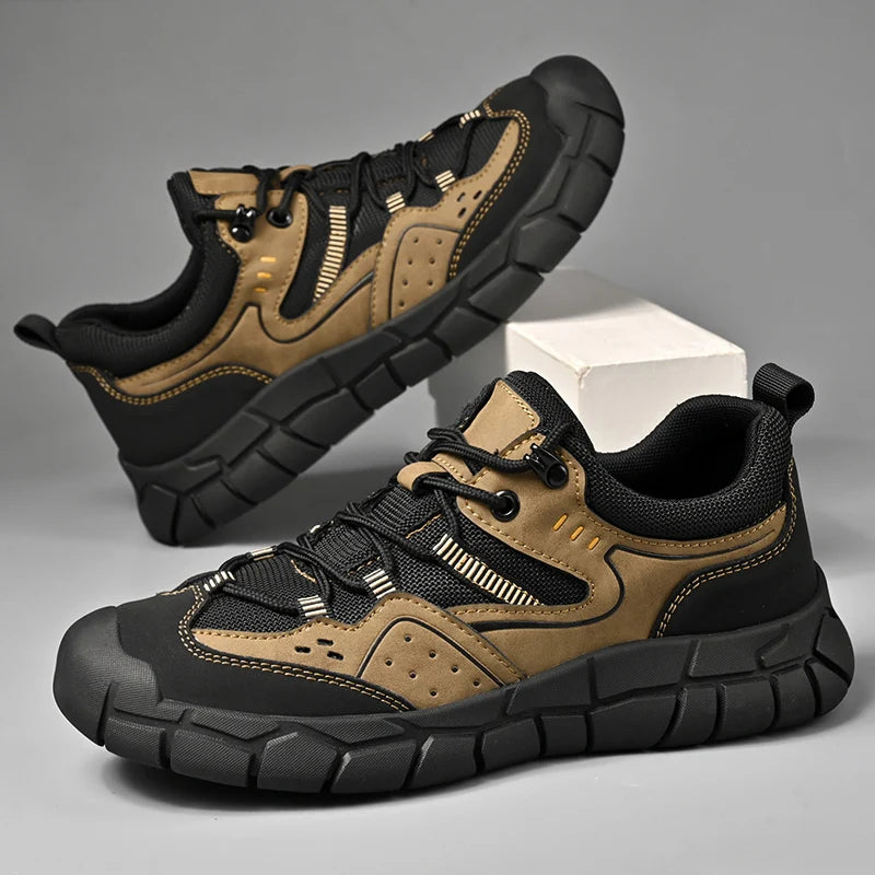 Fashionable Men Comfortable Lace Up Anti-collision Casual Sports Shoes Outdoor Men Breathable Anti Slip Soft Soled Hiking Shoes