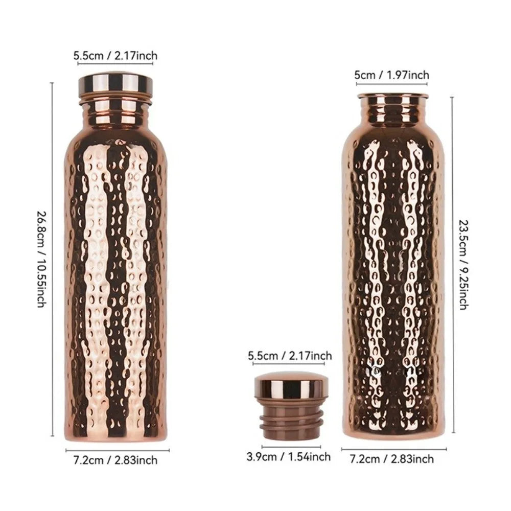 800ML Copper Water Bottle Anti-Slip Silicone Base Thermal Insulation Leakproof Sports Bottle One-Click Open Lid