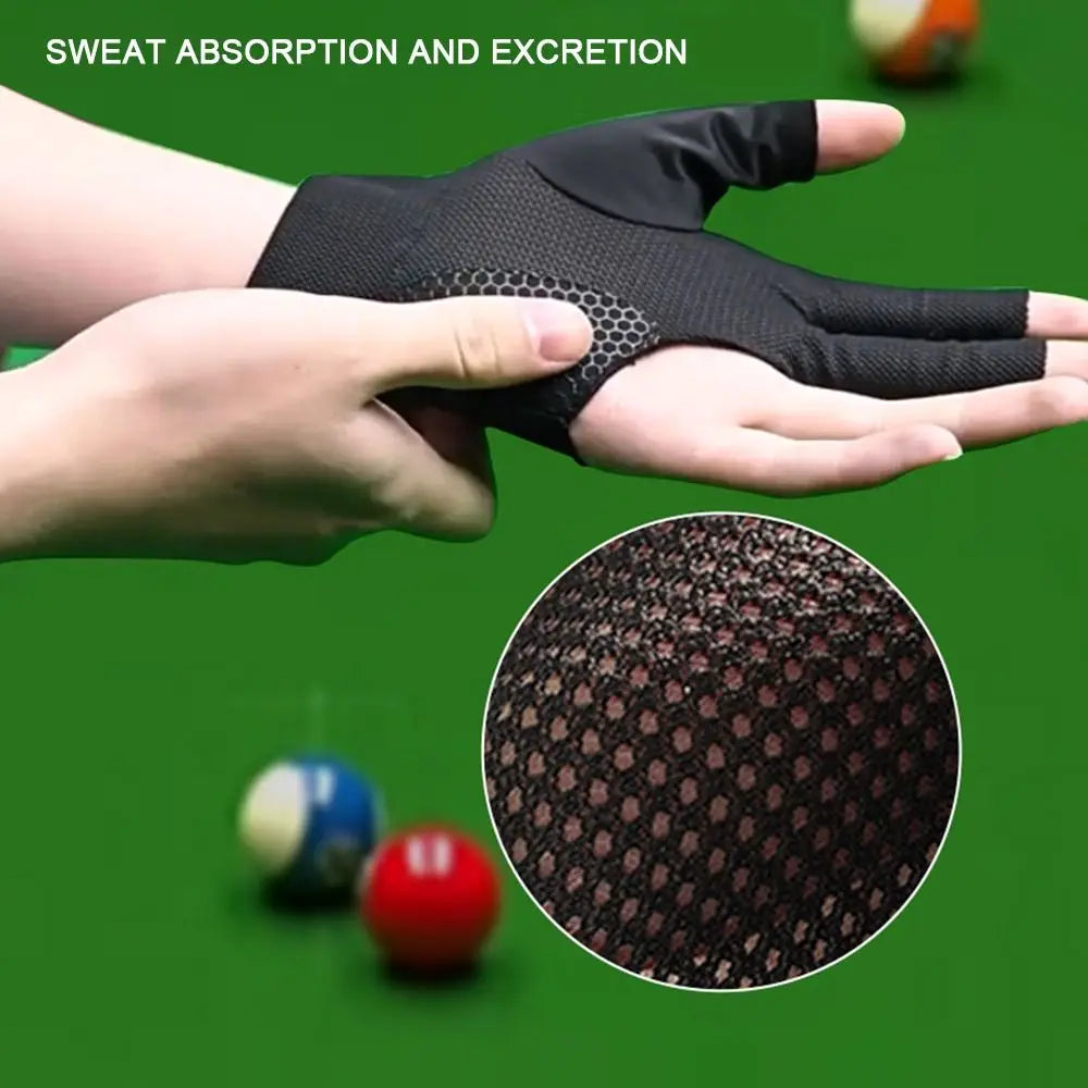Left and Right Hand Billiards Glove Elastic Non Slip Three Fingers Glove Breathable Snooker Billiard Glove Fitness Accessories