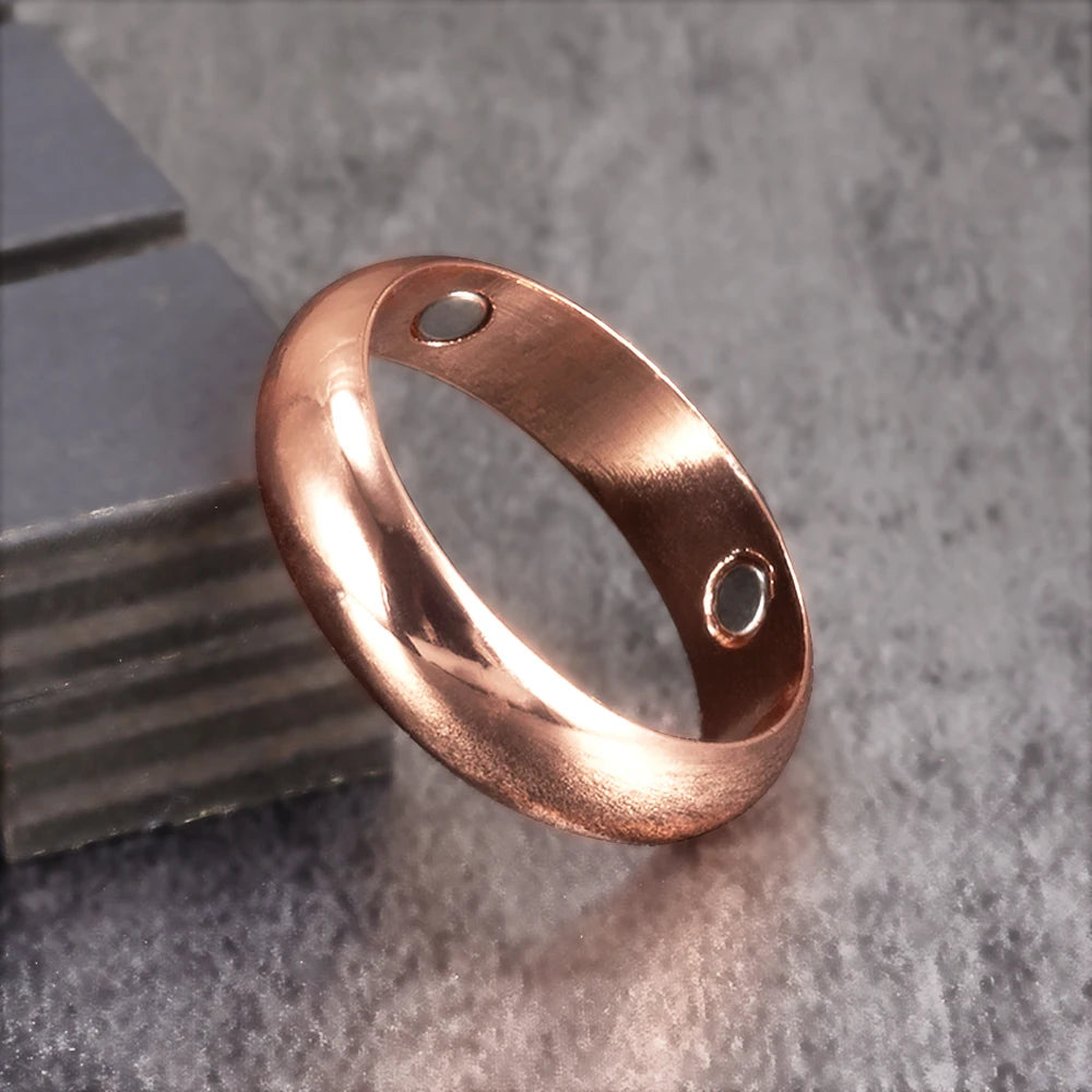 Vinterly Pure Copper Magnetic Rings for Women Men 6mm Health Energy Finger Open Cuff Adjustable Jewelry High Magnet Resizable