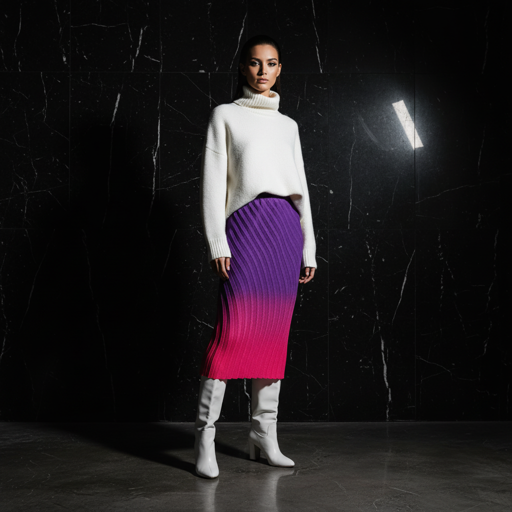 Miyake Pleated Gradient Half Skirt 2025 Summer New Fish Scale Pleats Elegant Temperament High Waist Half Skirt