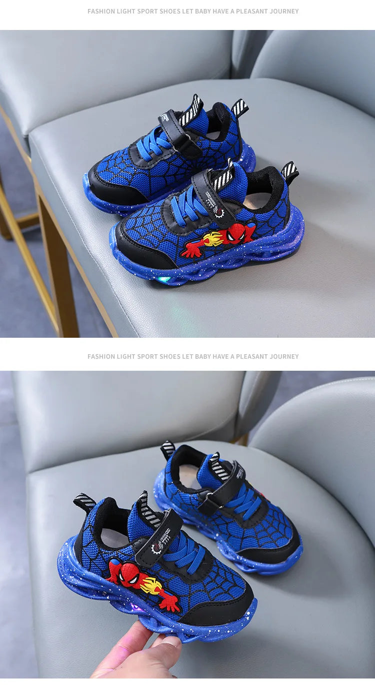 2023 New Spider-man Children's Shoes Boys Sneaker With Lights Spring Led Kids Boys Sports Children Shoes Casual