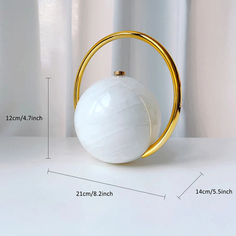Fashion Bride Pearl White Round Metal Gold Women Luxury Evening Banquet Clutch Bag Wedding Purse Party Crossbody Day Handbag