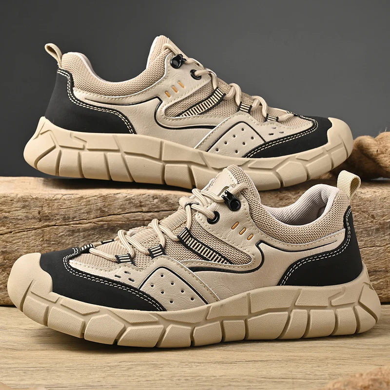 Fashionable Men Comfortable Lace Up Anti-collision Casual Sports Shoes Outdoor Men Breathable Anti Slip Soft Soled Hiking Shoes