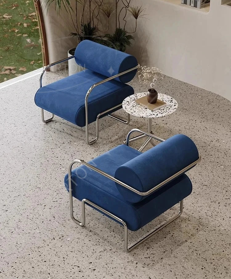 Homestay Light Luxury Reception Chair Stainless Steel Creative Leisure Bauhaus Single
