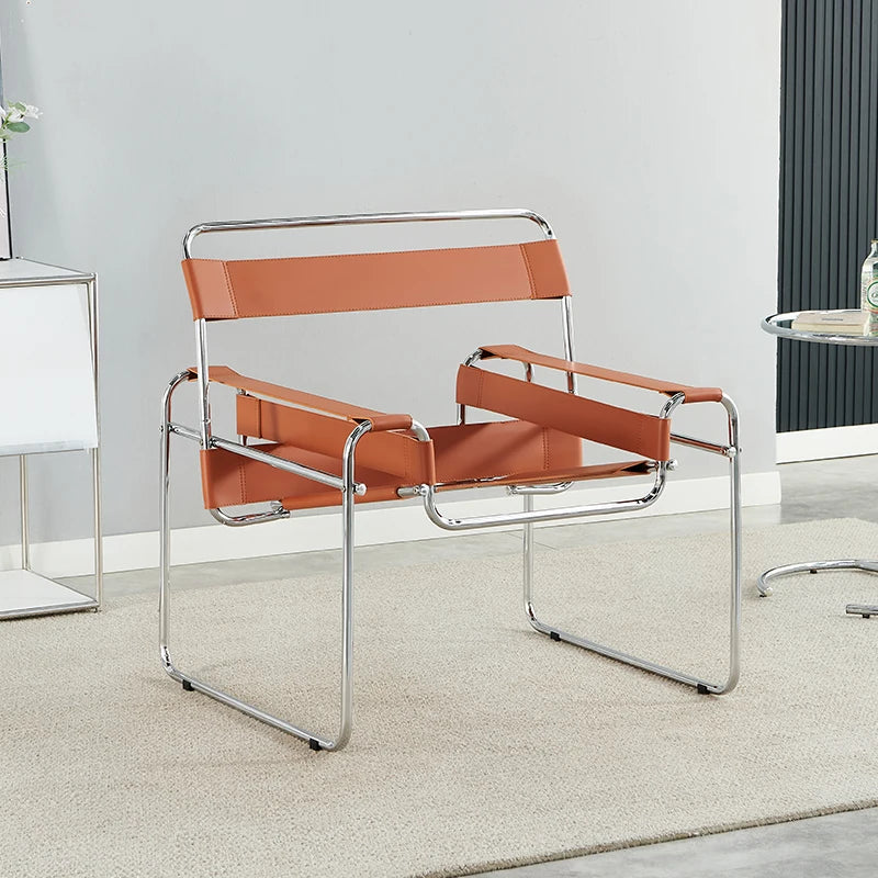 Wassily Chair Modernist Minimalist Accent Seat Designer Leather Armchair for Living Room Ins Single Sofa for Bedroom