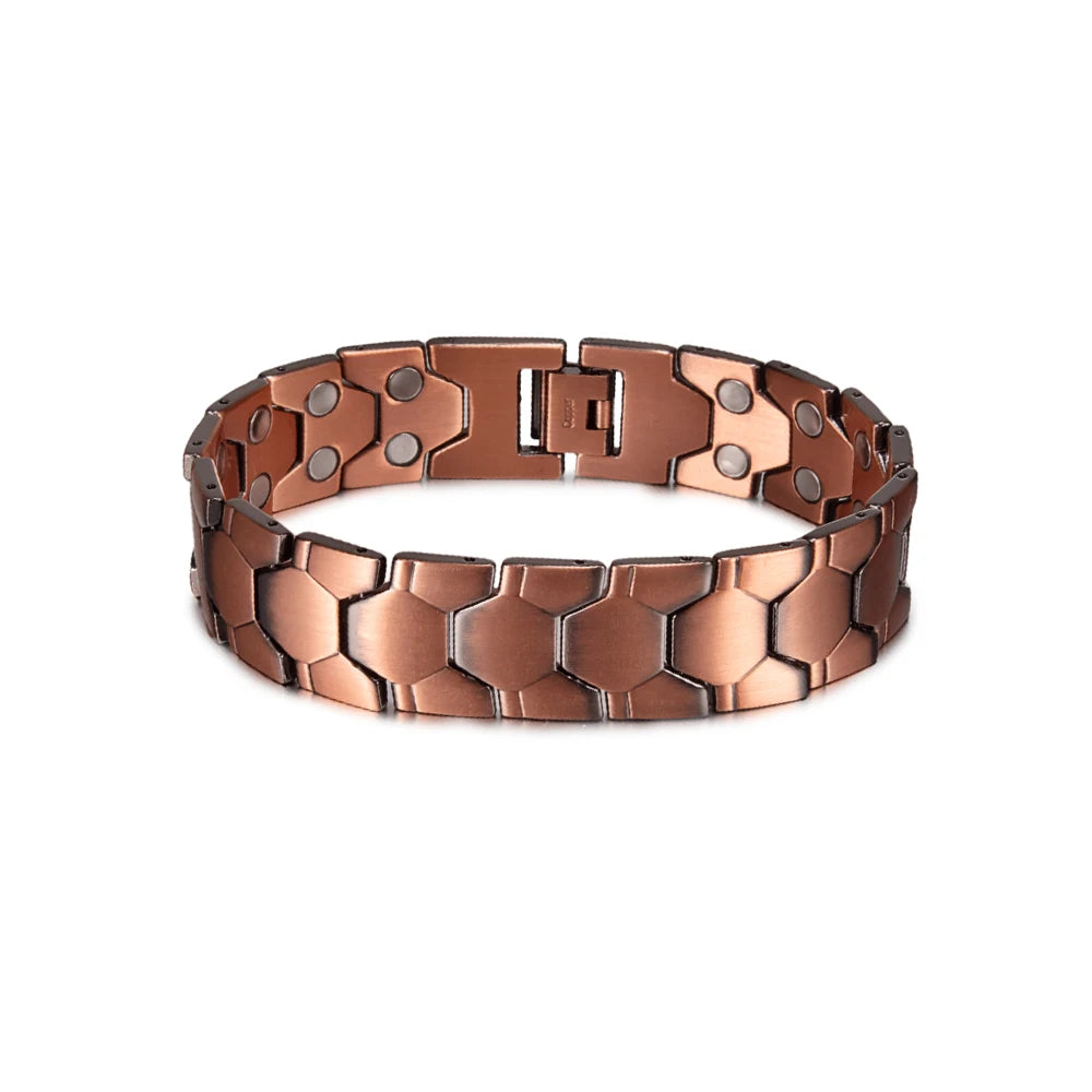 Wristband Magnetic Pure Copper Bracelet Male 18mm Wide Football Pattern Copper Magnetic Bracelet Arthritis Energy Chain Bracelet