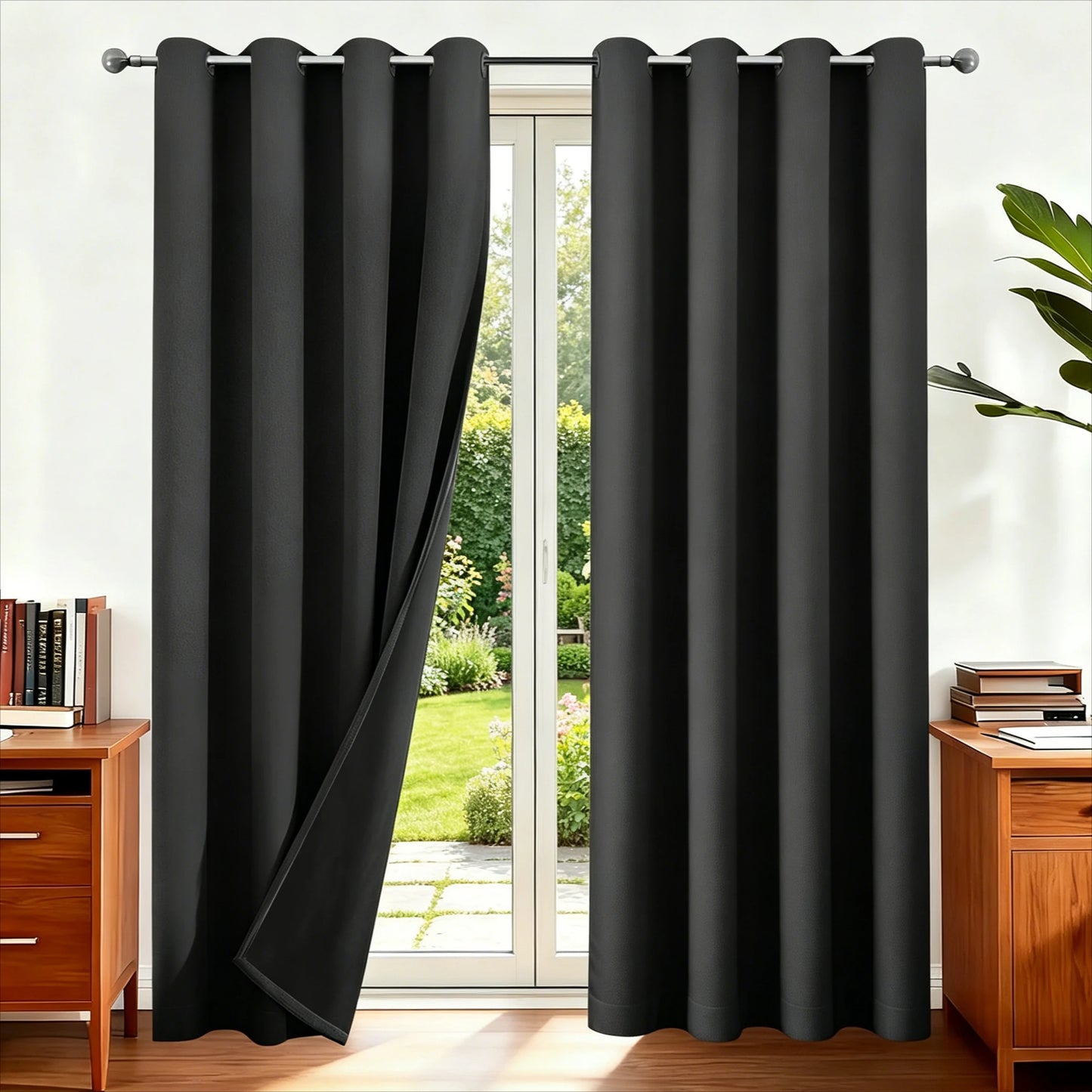 Blackout Curtains Eyelet 100% Light Blocking Thermal Insulated Curtains for Bedroom Living Room Darkening Drapes Door Curtains
