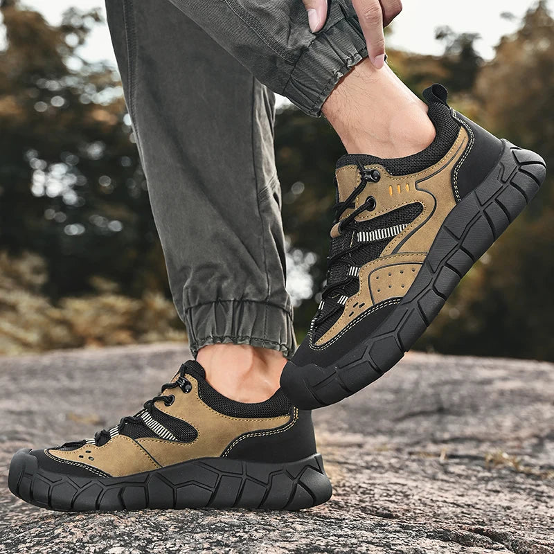 Fashionable Men Comfortable Lace Up Anti-collision Casual Sports Shoes Outdoor Men Breathable Anti Slip Soft Soled Hiking Shoes