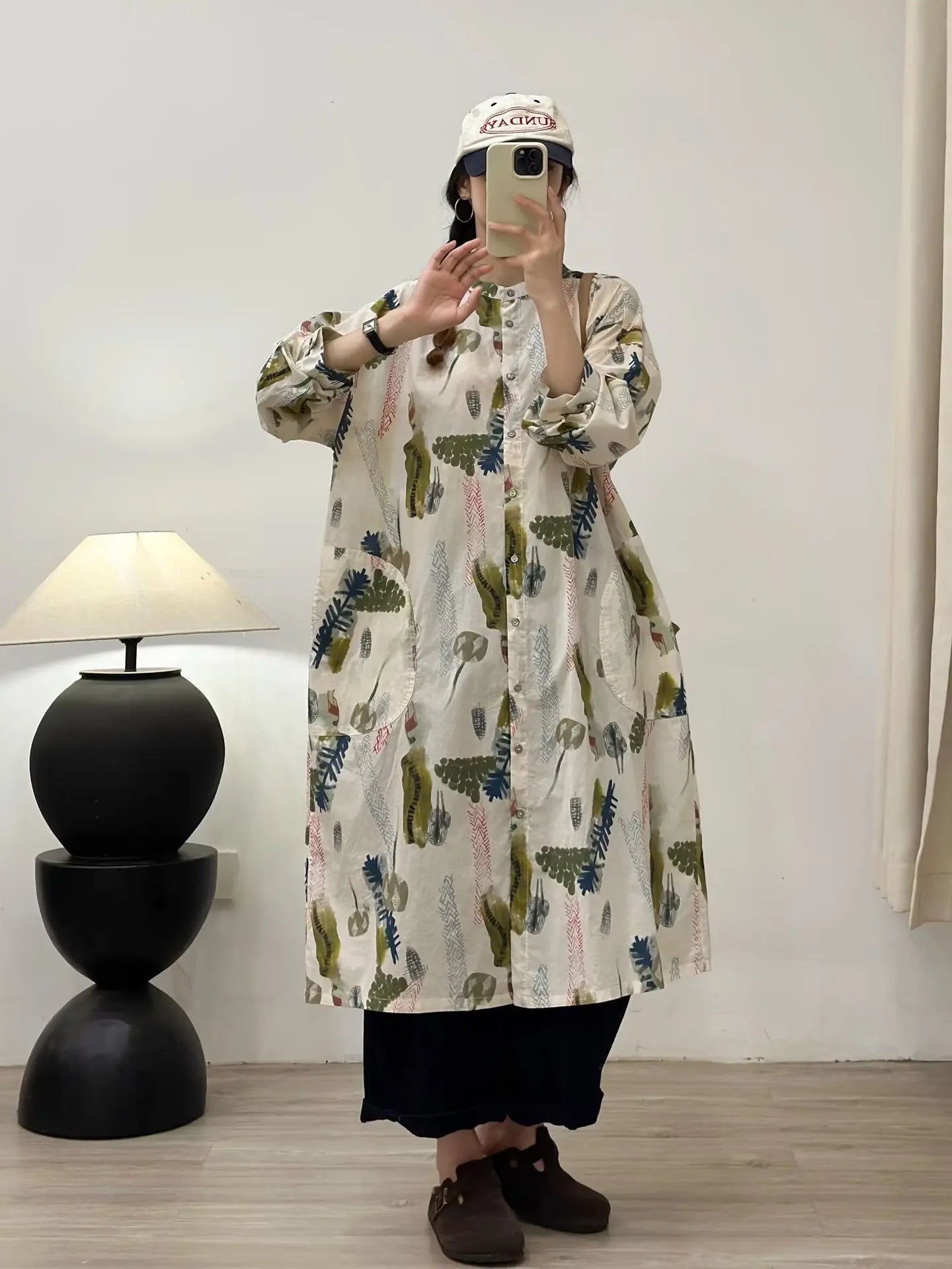 2026 Vintage long shirt dress for women spring harajuku fashion pink blue print shirt dress 100% cotton single-breasted dress