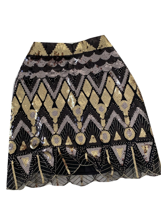 Faionable Heavy Embroidery Sequin High Waist Slim A-Line  Skirt Women's Autumn Small Fraance Sle Commute Skirt