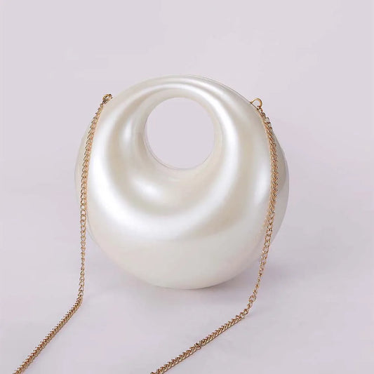 New Women's Acrylic Bag Fashion Personalized Pearl White Goose Egg Handbag Socialite Dinner Bag Party Shoulder Bag Female
