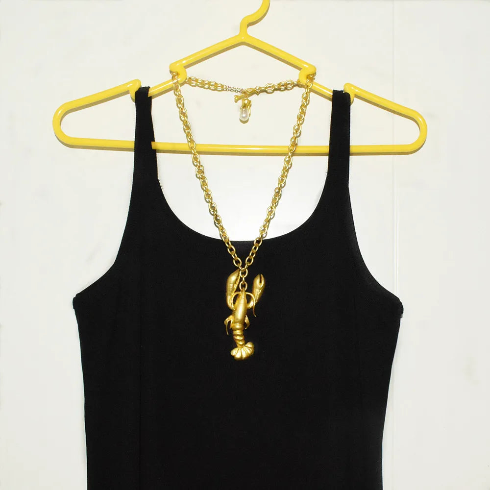 New Brand Fashion Show Metal Alloy Lobster Pendant Necklace For Women Jewelry Trendy Girls' Sweater Chain Necklace Accessories