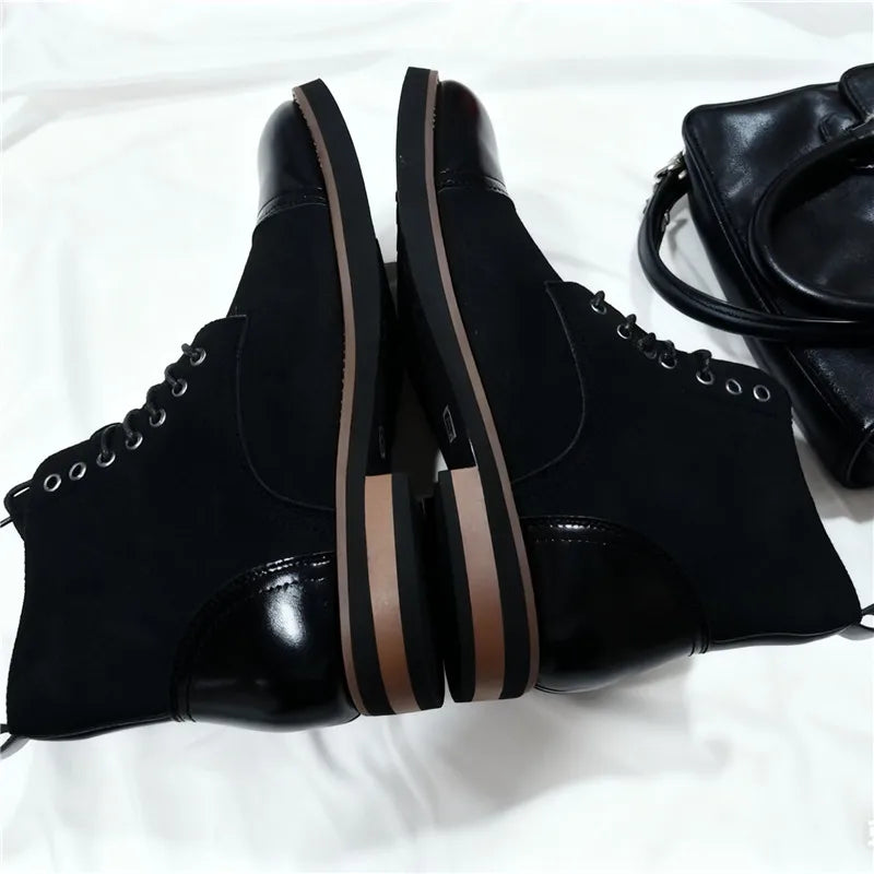 High Quality Men's Autumn New Comfortable High Top Casual Leather Shoes Fashion Brand Men's Lace Up Non Slip Casual Short Boots