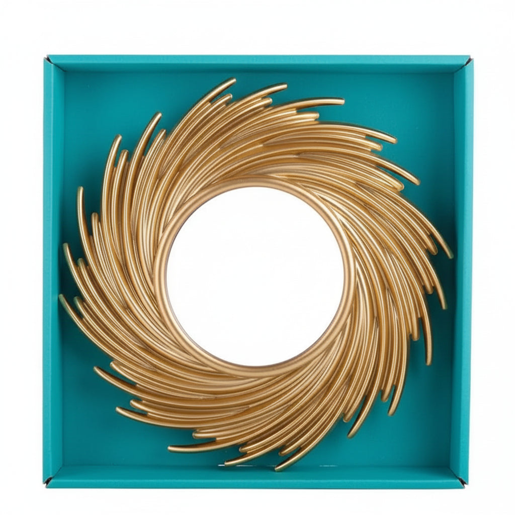 Sun Shape Decorative Mirror Room Background Wall Decorative Mirror Rattan Innovative Art Decoration Round Makeup Mirror