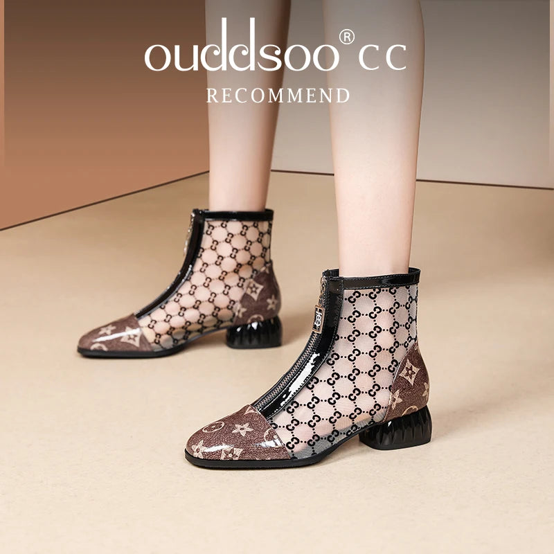 Super Trendy Mesh Boots Hollow Mesh Summer Sandals Pointed Toe Roman Women's Shoes35 to  43