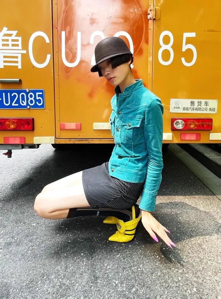 Niche Japanese Style Women's Sports High-heeles College Girls Pointed Mesh Strap Sport Single Shoes Strap Temperament High Heels