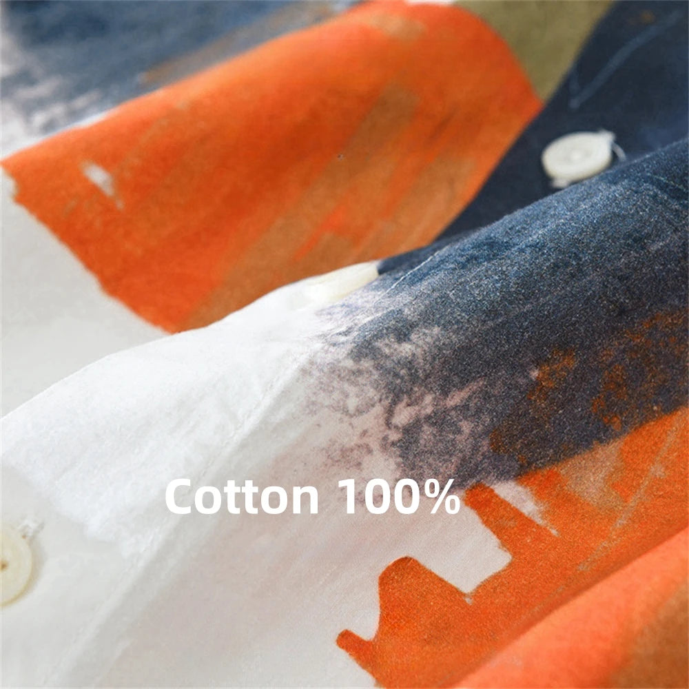 Spring 2025 new shirts for man cotton long sleeve men's clothes Dyeing printed Loose Casual shirt fashion men clothing tops