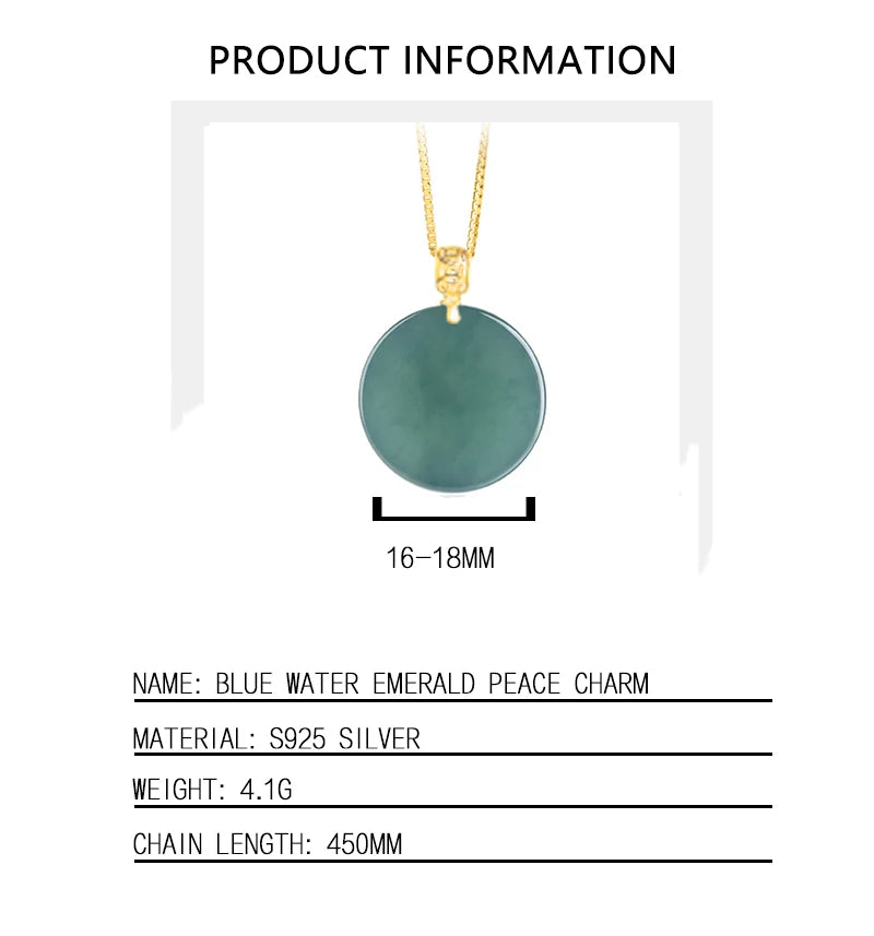 S925 Silver Inlaid With Natural Blue Water Emerald Round Pendant For Girls As a Festival Gift Or Charm For Protection