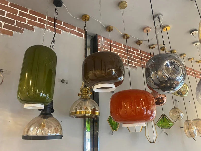 Italy Design Glass Pendant Lights Colorful Suspension Ceiling Hanging Lamp with E27 Bulbs for Dining Room Bedroom Living Room