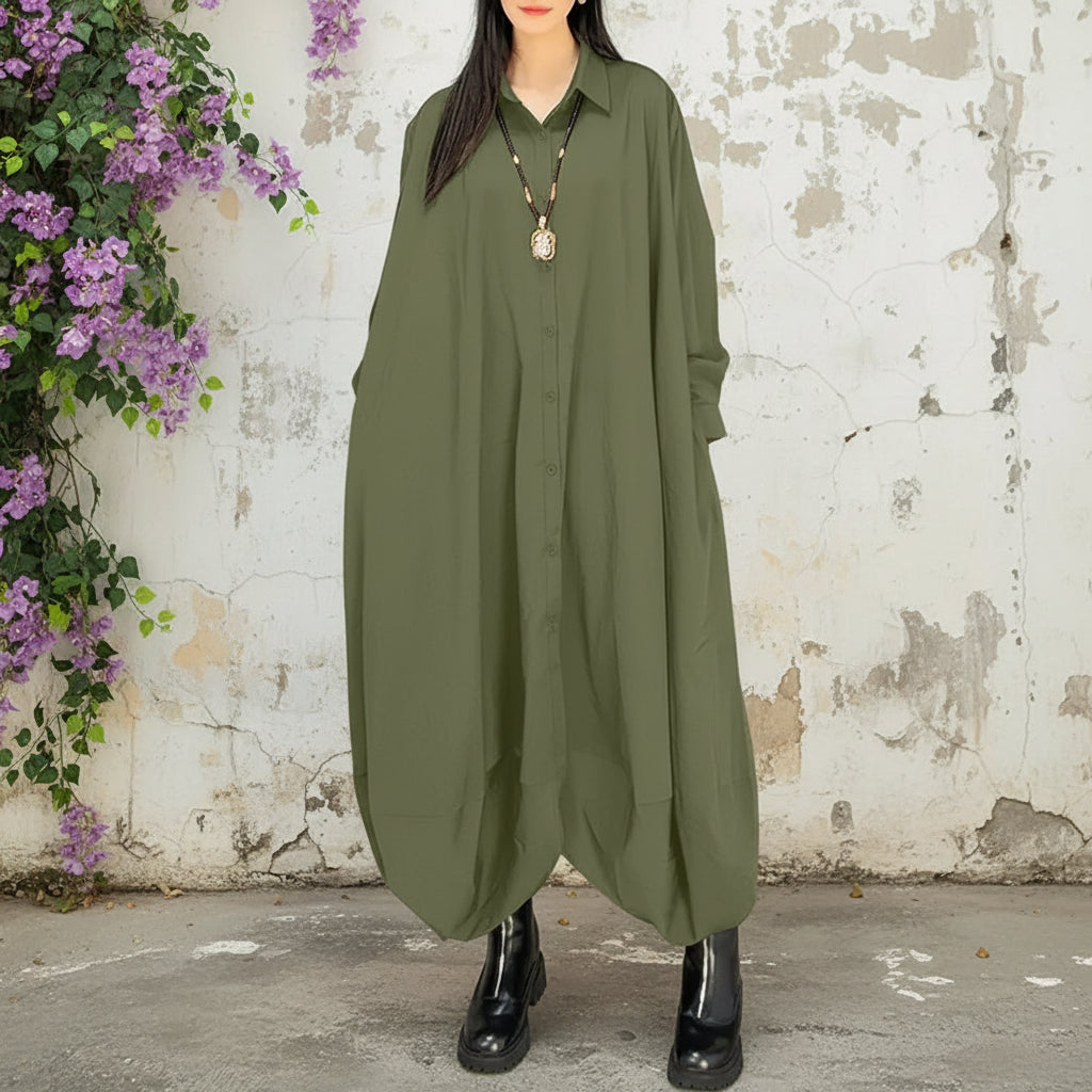 Oversized Jumpsuits Turn-Down Collar Long Sleeves Button Up Drop-Crotch Pant Overalls Casual Streetwear Playsuits