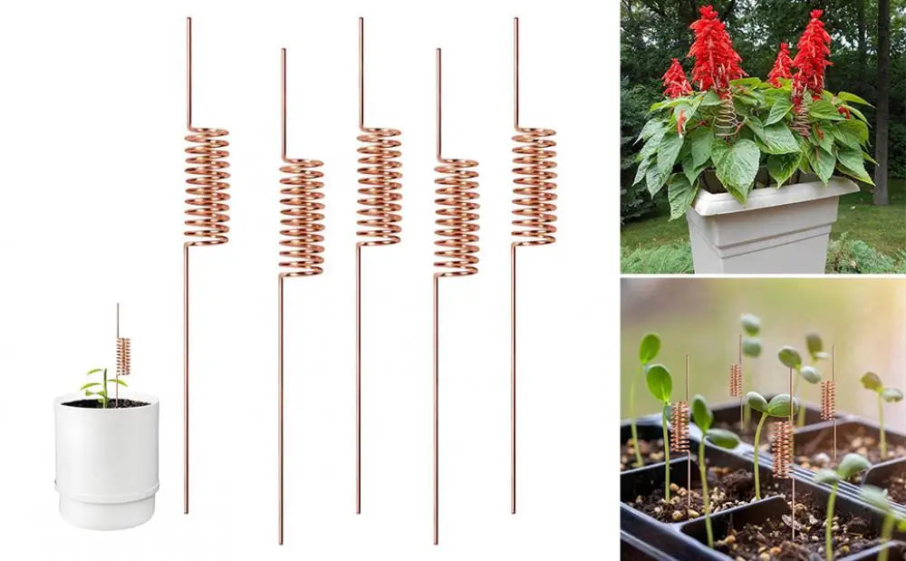 3/6 Pcs Copper Wire Coil For Gardening Electroculture Copper Antennas Stakes Spiral Copper Coil Stakes For Indoor Outdoor Plants