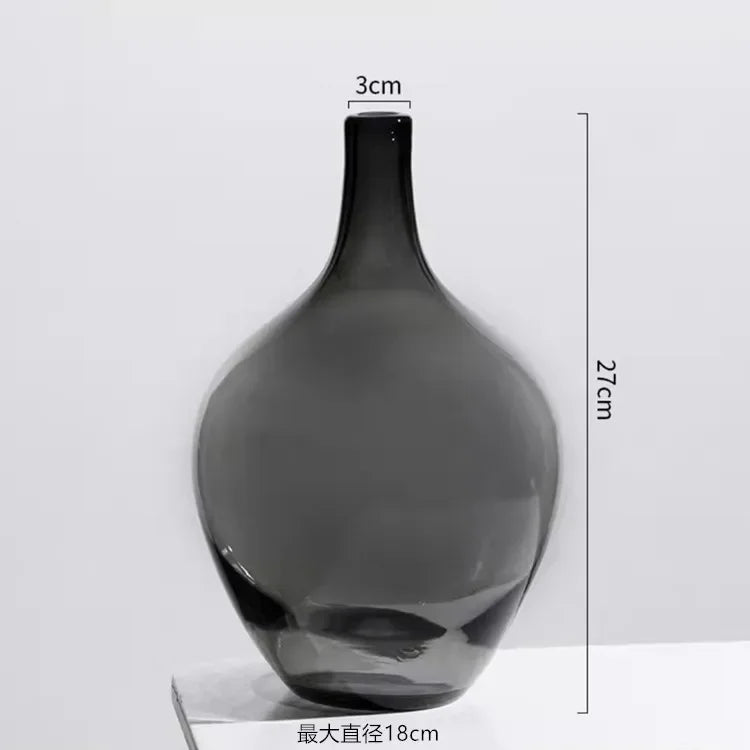 Hanging clock vase simple big belly glass vase home living room flower arrangement hydroponic floor transparent large vase black
