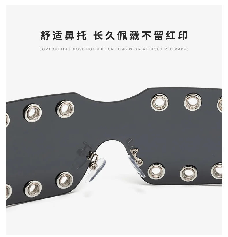 New 2026 Luxury Trendy Diamond Rimless Rhinestone Sunglasses Women Punk Shield Wrap Sun Glasses Vintage One-Piece Shades Goggle