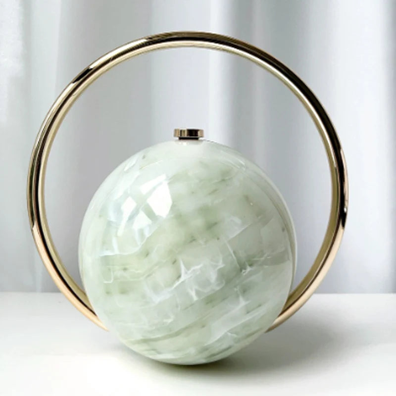 Fashion Bride Pearl White Round Metal Gold Women Luxury Evening Banquet Clutch Bag Wedding Purse Party Crossbody Day Handbag