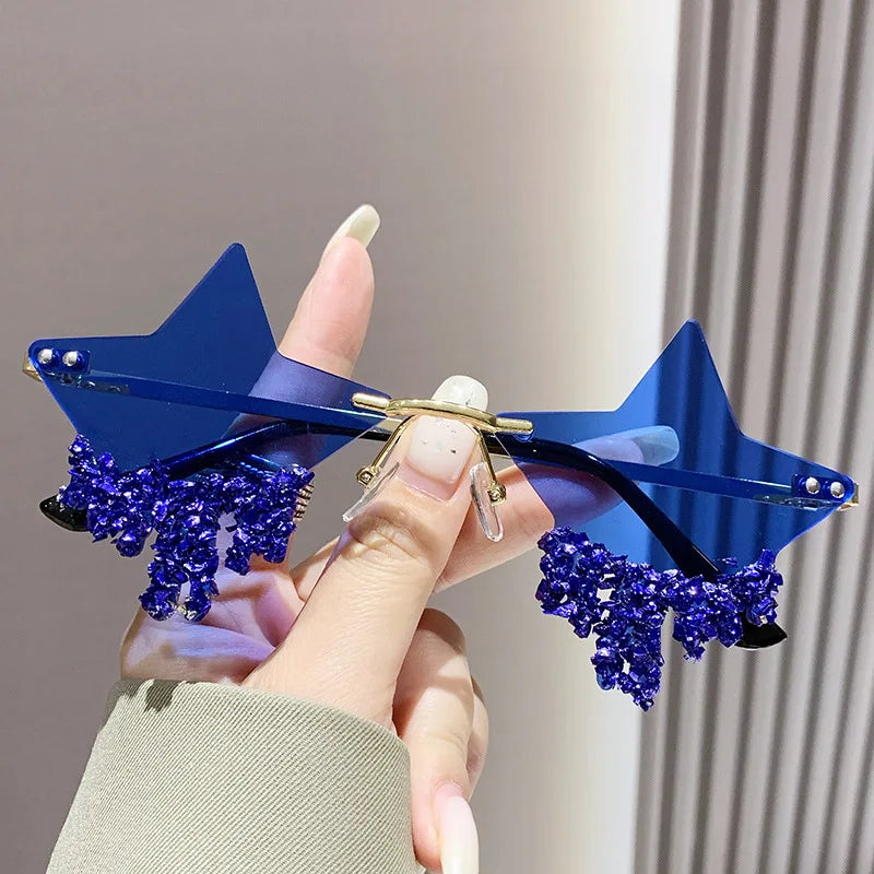 Shiny Luxury Diamonds Sunglasses Women Men Trends Punk Rimless Sun Glasses Female Personality Rhinestone Eyewear Shades UV400
