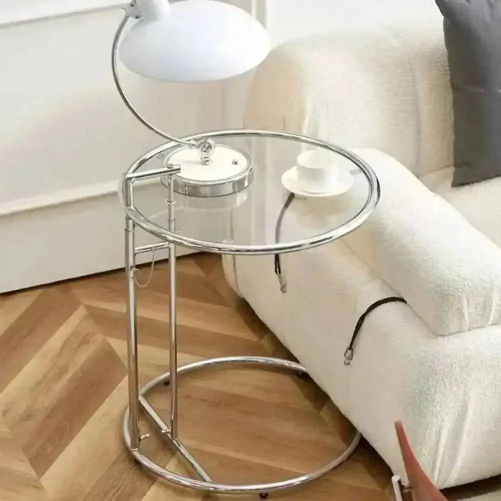 End Adjustable Table C-shape Glass Sofa Coffee Table Room Nordic Side Lift Design Living Stainless Steel Furniture