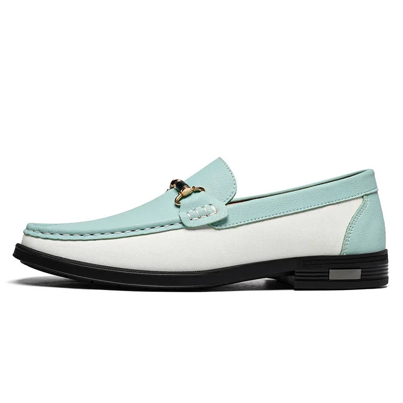 Luxury Brand Genuine Leather Mens Shoes Wedding  Slip on Loafers New Trend Metal Buckle Moccasins Versatile Male Business Shoes