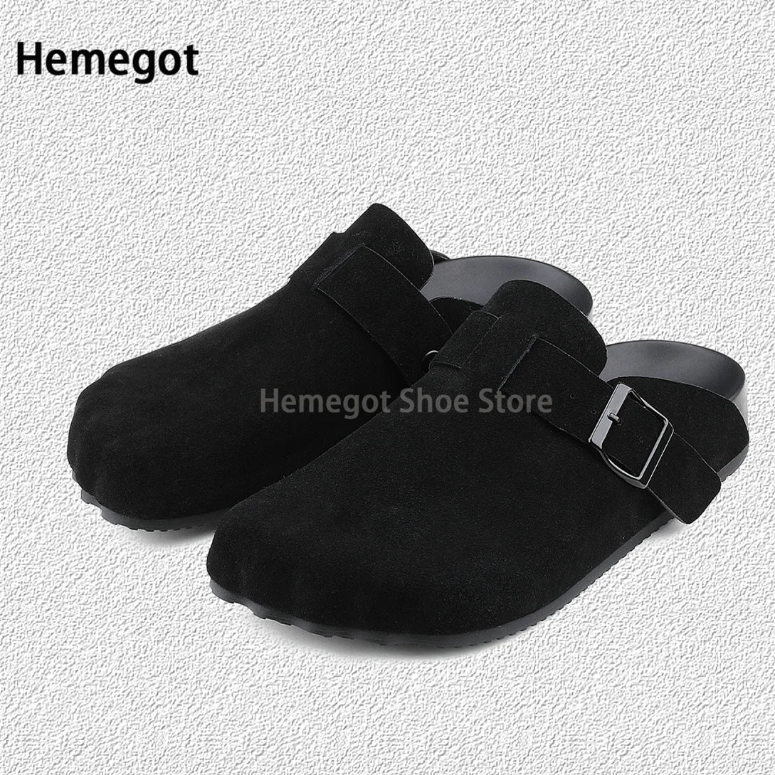 Five Finger Cowhide Slippers for Men Bao Toe Slides Male Mueller Shoes Couple Casual Shoes Breathable External Wearing Slippers